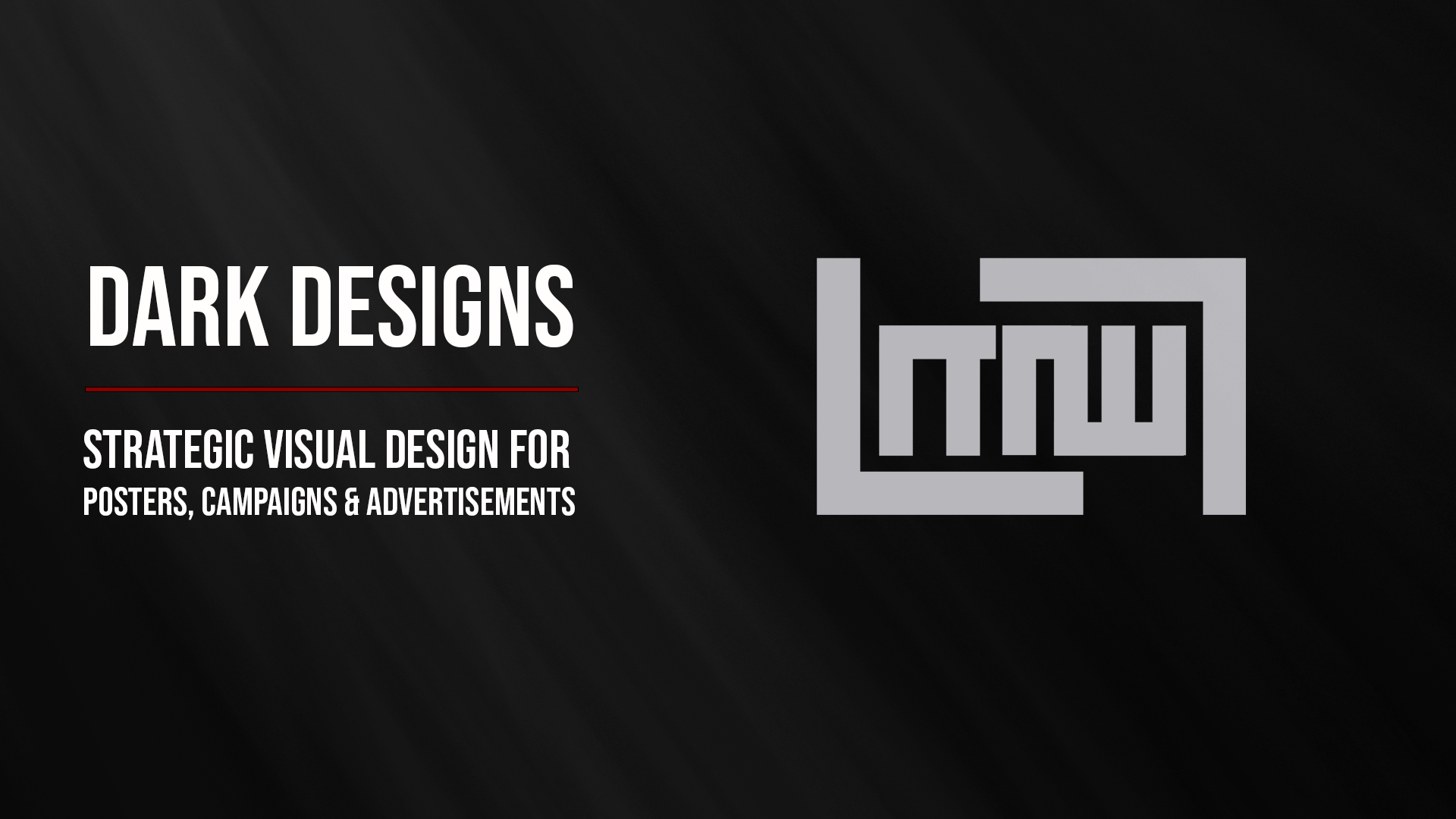 Dark Designs hero banner showcasing bold graphic design studio identity