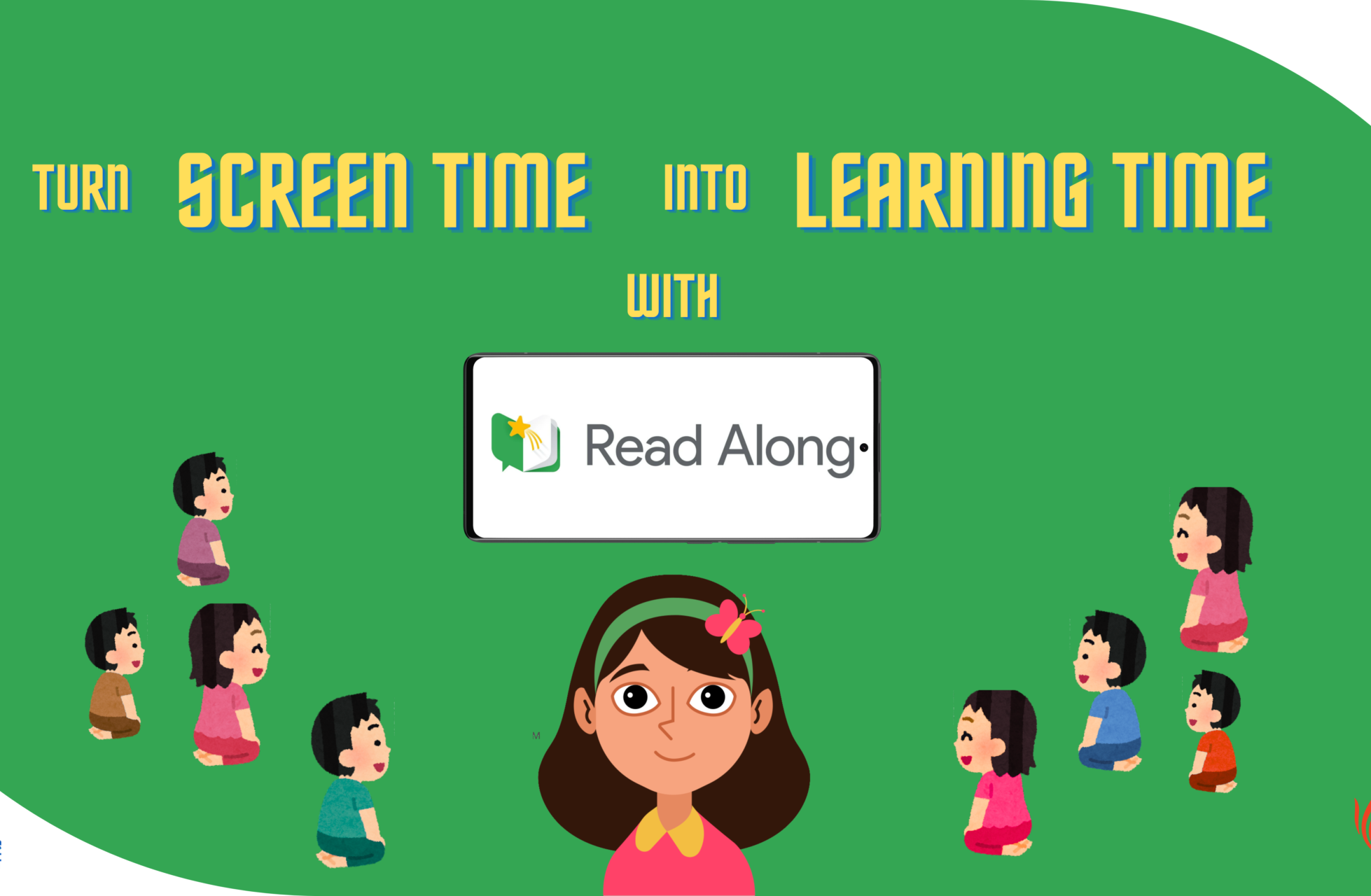Educational campaign creative promoting screen time to learning time concept